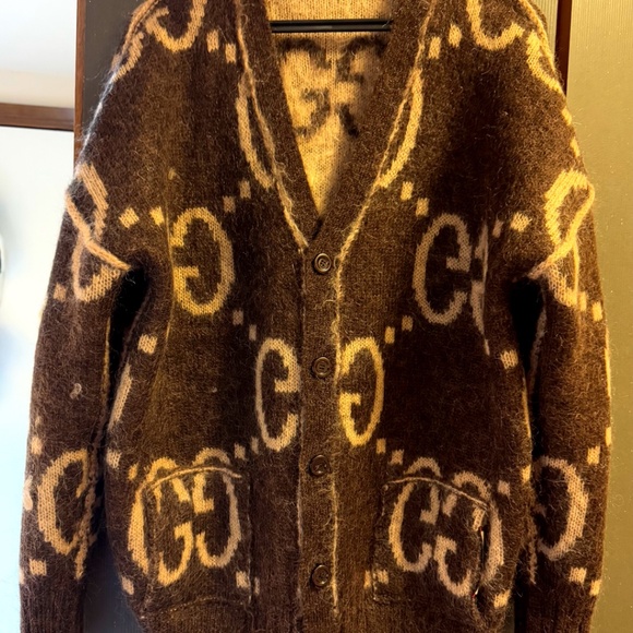 Gucci monogram GG reversible oversized jacquard mohair cardigan Small - Picture 3 of 10
